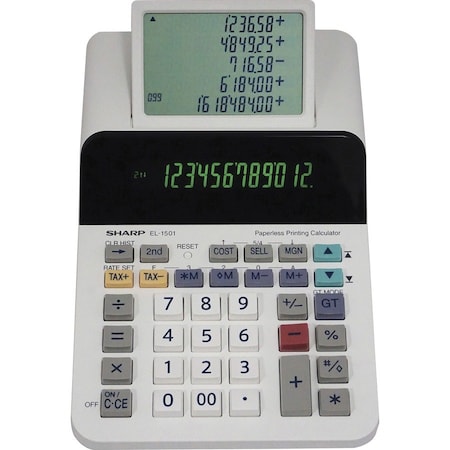 Sharp Calculator, 12-Digit, Paperless, 5-3/4"Wx8-1/2"Lx2"H, Multi SHREL1501